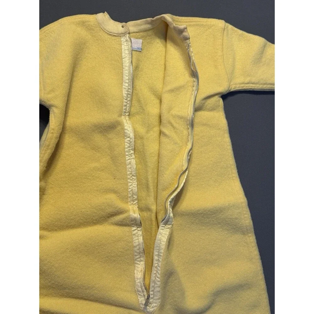 Vintage Acrylic Baby Sleeper Sleep Sack Blanket Yellow Zipper Trundle Bundle USA